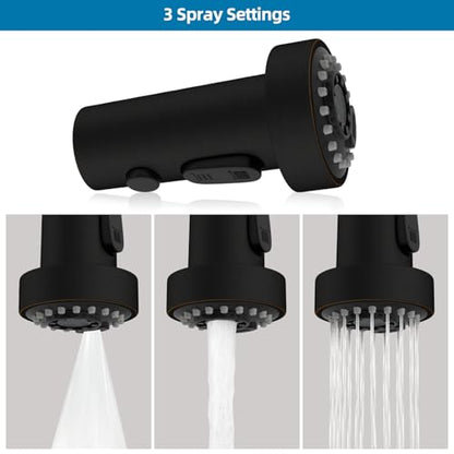 Universal Stainless Kitchen Faucet Head with 15 Adapter Kit, Rubbed Bronze | NSF/ANSI/CAN 372 Certified, Compatible with American Standard/Kohler/Moen/Delta, 3 Function Pull Down Sink Faucet Spray Head - color: Oil Rubbed Bronze