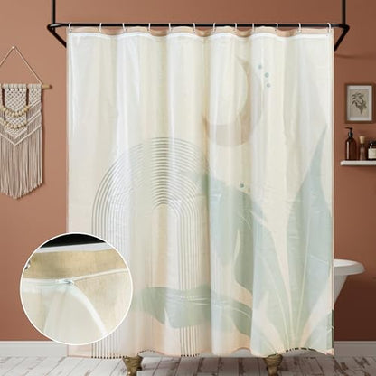 Laurel Archway Linen Boho Shower Curtain Set with Liner,72" Wx72 L | Double Layer Shower Curtain Waterproof Fabric with Zippered Removable PEVA Liner,Boho Shower Curtain for Bathroom,Free Hooks - color: Arch