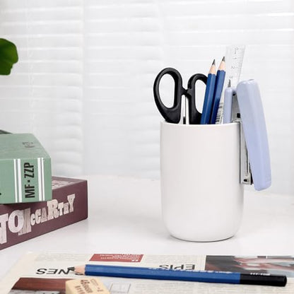 BosilunLife Ceramic Toothbrush Holder - 12Oz Bathroom Toothbrush Holder White Tooth Brush Holders Tumbler Cups Reusable Toothbrush Mouthwash Cup Small Toothbrush and Toothpaste Holder - color: White-cyl, size: cylinder