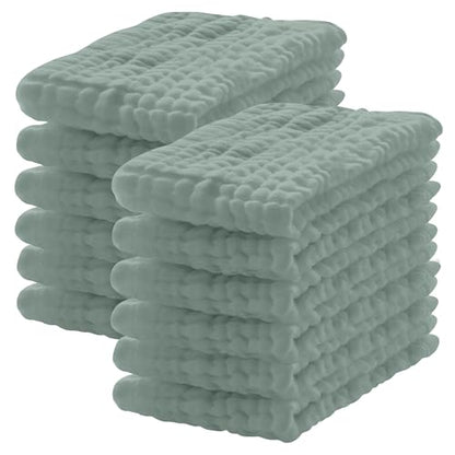 Lovely Care 12 Pack Muslin Burp Cloths 100% Cotton Muslin Cloths Large 20''x10'' Extra Soft and Absorbent Baby Burping Cloth - Green - color: Green, size: 10x20 Inch (Pack of 12)