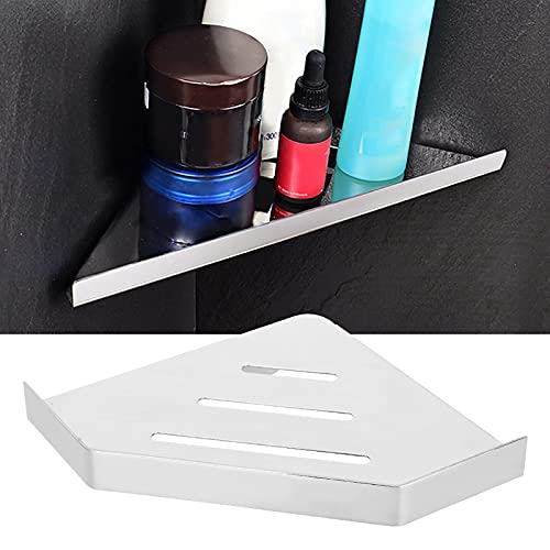 Wall Mounted Shower Corner Shelf, Stainless Steel Bathroom Storage Rack, Hollow Design Organizer with Toothpaste Skincare Storage, Ideal for Bathroom (No punching type) - size: No punching type