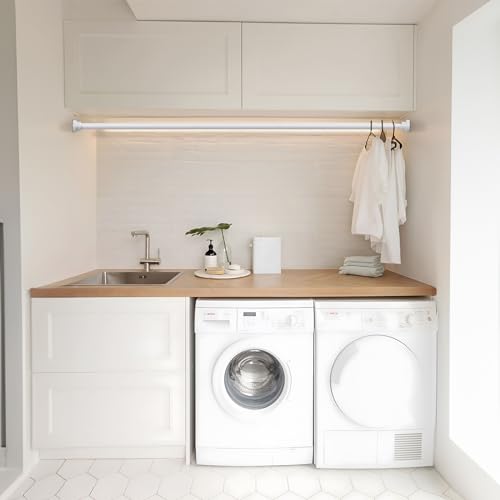 White Spring Tension Rod 28-50In 2PCS,No Drill Non-Slip Curtain Rod | No-drilling Spring Loaded Curtain Rod, Non-slip Non-Rust Extendable Rod for Windows and Bathroom - color: White-2PCS, size: 28"-50"