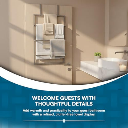 Honey-Can-Do Over-The-Door 3-Tier Towel Rack - Chrome Steel Bathroom & Closet Storage Organizer for Hanging Towels, Clothes, Robes
