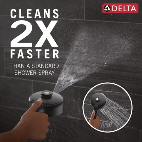 Delta 6-Setting PivotPro 3-in-1 Combination Shower Head with ProClean Spray, Matte Black Round Shower Head Rainfall with Handheld Spray, 1.75 GPM, Matte Black 75649BL - color: Matte Black