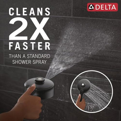 Delta 6-Setting PivotPro 3-in-1 Combination Shower Head with ProClean Spray, Matte Black Round Shower Head Rainfall with Handheld Spray, 1.75 GPM, Matte Black 75649BL - color: Matte Black