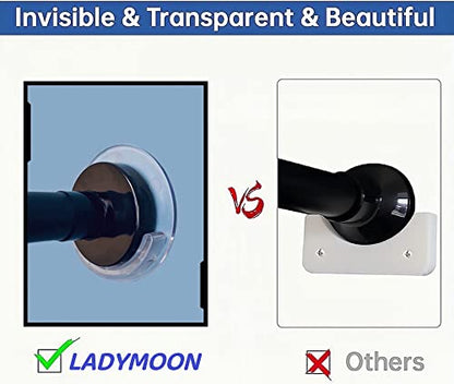 LADYMOON Adhesive Shower Curtain Rod Holder No Drilling,Set of 4,Max Load 60 lbs,Heat Resistant and Waterproof,Wall Mount Retainer of Shower Rods for Bathroom(Shower Curtain Rod Not Included) - size: Transparent-XX-Large