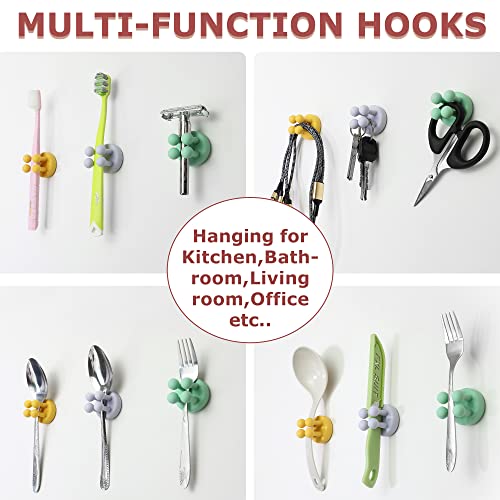 4 pcs Silicone Toothbrush Holder Multi-Function Hook Waterproof self Adhesive Single Toothbrush Hook Plug Holder for Wall for Hanging Bathroom Kitchen Living Room Office - color: Pink