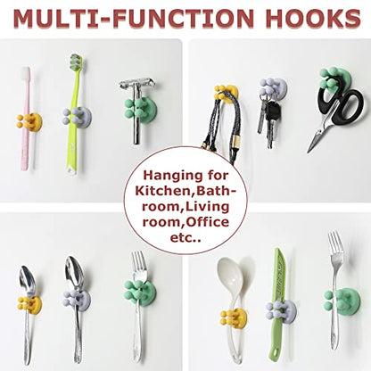 4 pcs Silicone Toothbrush Holder Multi-Function Hook Waterproof self Adhesive Single Toothbrush Hook Plug Holder for Wall for Hanging Bathroom Kitchen Living Room Office - color: Pink