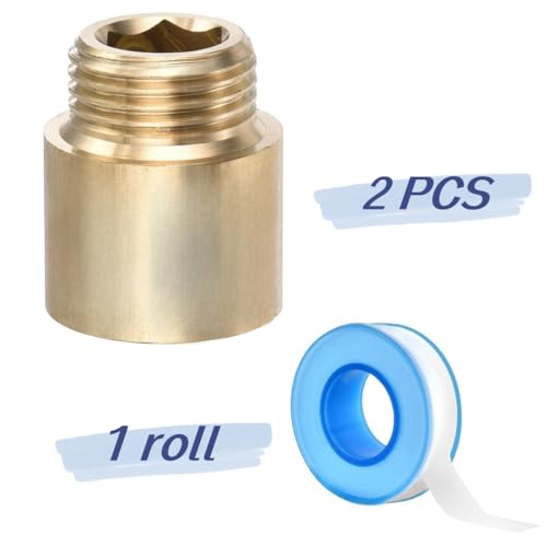 Shower Head Extension Arm, 2 Pack Brass G1/2 Male to G1/2 Female Thread 30mm Length Pipe Fitting Coupler Copper Shower Head Extender with 8M PTFE Pipe Sealant Tape - style: 30mm