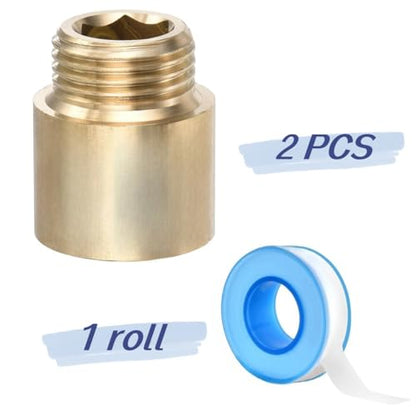 Shower Head Extension Arm, 2 Pack Brass G1/2 Male to G1/2 Female Thread 30mm Length Pipe Fitting Coupler Copper Shower Head Extender with 8M PTFE Pipe Sealant Tape - style: 30mm