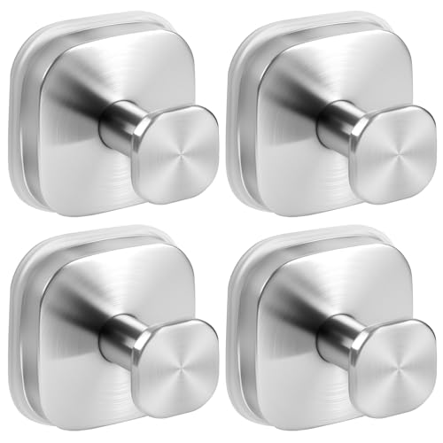 Suction Cup Hooks for Shower, No-Drill Towel Hooks for Bathrooms, Kitchen, Glass Door, Mirror, Tile, Shower Suction Hooks for Hanging Towels, Robe, Loofah, Christmas Wreath (Brushed Nickel, 4 Pack) - color: Brushed Nickel, size: 4 Pack
