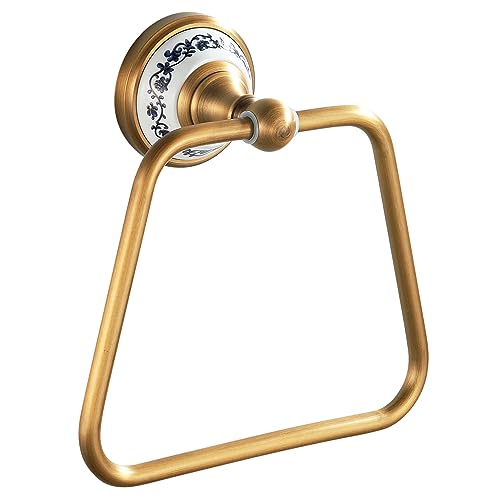 Trapezoid Antique Bronze Brass Hand Towel Holder, Bathroom Hardware Accessories,Porcelain Design - color: Trapezoid Towel Holder