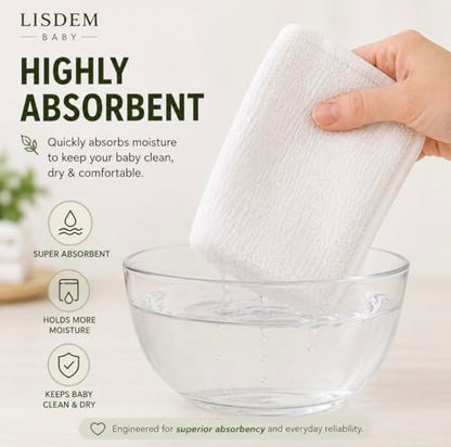 Bamboo Baby Washcloths, 6 Pack Soft & Absorbent Baby Wash Cloths for Newborns, Infants & Toddlers, Gentle Baby Face Towels for Bath Time, Feeding, Burping & Everyday Care, 10 x 10 Inches.
