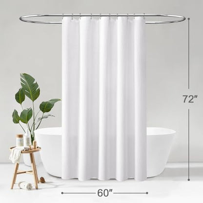 Stall Waffle Weave Shower Curtain Heavyweight Cotton Fabric White 60Wx72L | Soft Cotton Cloth,3D Square Truely Waffle,Washable, Hotel Luxury Spa, Shower Curtains for Narrow Bathroom 12 Plastic Hooks - color: White, size: Stall 60"W x 72"L