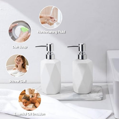 Soap Dispenser, 13.5oz Ceramic Soap Dispenser Bathroom for Kitchen & Bathroom (Light Grey) - color: Light Grey
