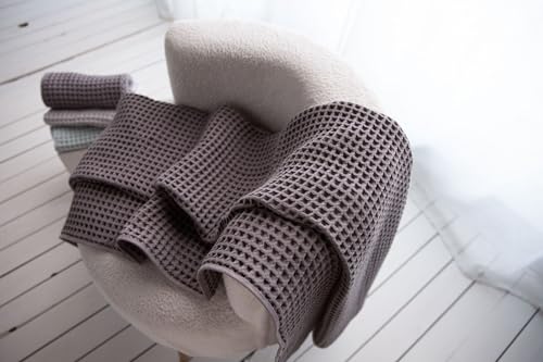 Waffle Cotton Bath Towels-100% Turkish Cotton, Quick Dry, Ultra Soft, Premium Absorbent, Weave Design, Fast Drying-2 Pieces Bath Towel Set (1 Large Bath Towel and 1 Hand Towel) (Anthracite) - color: Anthracite