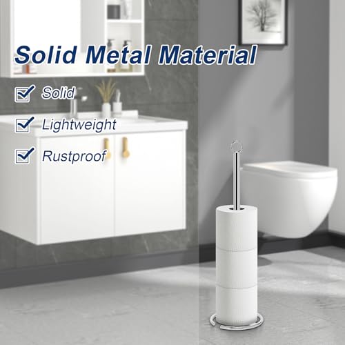 NearMoon Bath Toilet Paper Holder Stand, Freestanding Tissue Paper Storage with Reserve, Space Toilet 4 Rolls Holder for Bathroom/Kitchen Countertop-All Metal (2 Pack, Chrome Finish) - color: Chrome Finish