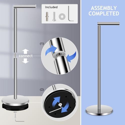 TACGEA Toilet Paper Holder Stand, Bathroom Toilet Paper Roll Holder Stainless Steel, Storage for 4 Rolls, Silver - color: Silver