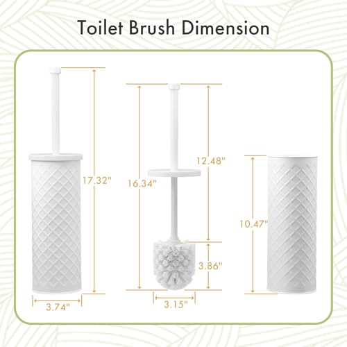 Toilet Bowl Brush and Holder Set 2 Pack with 4 Extra Brush Heads (White) | Extra Long Handle with Splash Guard Cover, Tool-Free Installation, Bathroom Space-Saving, Cleaner Sets for Apartments, RV - color: White