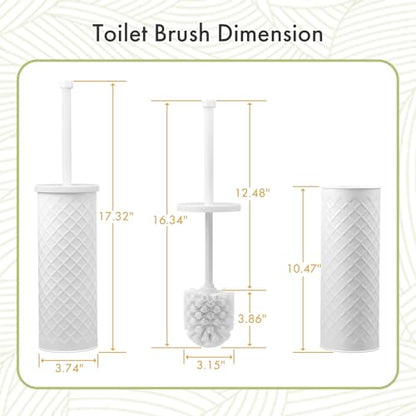 Toilet Bowl Brush and Holder Set 2 Pack with 4 Extra Brush Heads (White) | Extra Long Handle with Splash Guard Cover, Tool-Free Installation, Bathroom Space-Saving, Cleaner Sets for Apartments, RV - color: White