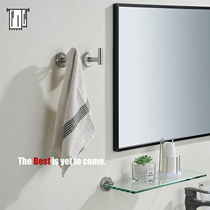 JQK Bathroom Towel Hook, Coat Robe Clothes Bath Wall Hooks for Kitchen Garage SUS 304 Stainless Steel Thick 0.8mm, 4 Pack Brushed Finish, TH100-BN-P4 - color: Brushed, size: 4 Pack