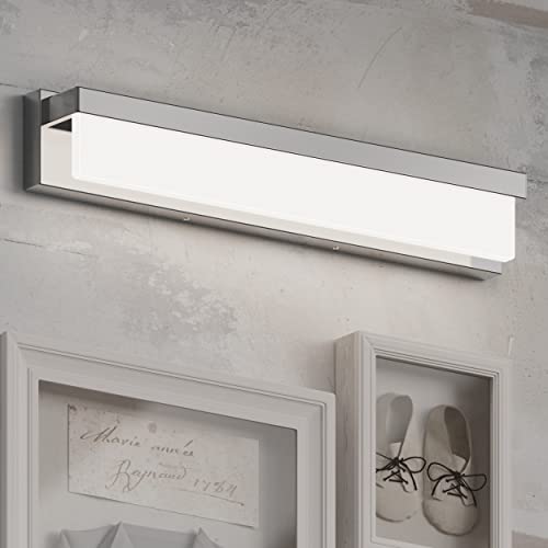 LED Bathroom Vanity Light Fixture Over Mirror 24.4 inch Modern Rectangle Finishing Bath Vanity Lighting Bar 4000K Daylight Wall Sconce (Chrome) - color: Chrome, size: 24 inch