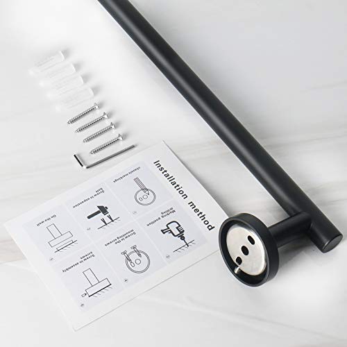 NearMoon Bath Towel Bar, Thicken Stainless Steel Shower Towel Rack Holder Wall Mounted for Bathroom, 12-lnch Overall Length-10-lnch Usable Hanging Space (1 Pack, Matte Black) - color: Matte Black, size: 12 Inch