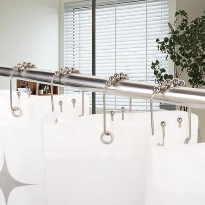 Resze U Shaped Shower Curtain Hooks Rings,12 Pcs Durable Rust Resistant Metal Shower Hooks, Double Glide Smoothly Anti-Drop Shower Rings for Shower Curtain Rod, Nickel - color: Nickel