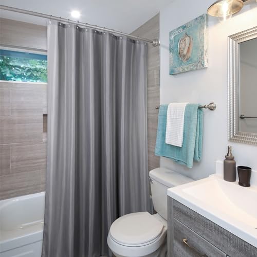 Grey Shower Curtain for Bathroom: Water Repellent Quick Dry - 72"Lx72"W | Striped Textured Linen Style Polyester Fabric Bath Curtain, Solid Simple Elegant Lightweight, Machine Washable, Semi-Sheer - color: Dark Grey, size: 72"W x 72"L (Pack of 1)