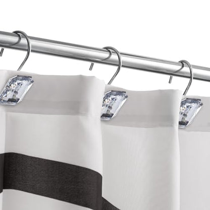 J&V TEXTILES Shower Curtain Hooks Rings, Rust Resistant Metal Double Glide Shower Hooks Rings for Bathroom Shower Rods Curtains, Set of 12 Hooks (Square Acrylic) - color: Square Acrylic