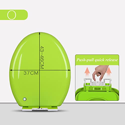 Soft-Close Elongated Toilet Seat with Quick-Release Feature, Easy-Clean Plastic Lid for Residential & Light Commercial Use - color: Green, size: OShape