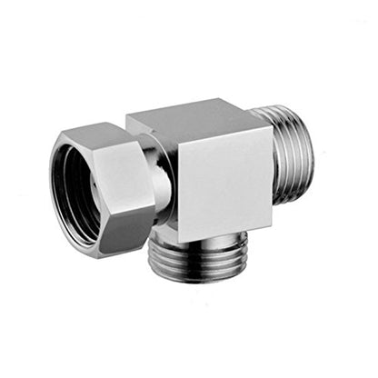 1/2" Brass Chrome 3 Way Diverter, Hose Fitting Tee, T Shape Adapter Connector for Angle Valve Hose, Bath Shower Arm, Toilet Bidet Sprayer Faucet - color: chome