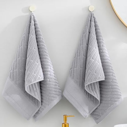 sense gnosis Diagonal Dash Pattern Grey Hand Towel Set of 2 Premium 100% Cotton Ultra Soft Highly Absorbent Hand Towel for Bathroom 13 X 29 Inch - color: Grey