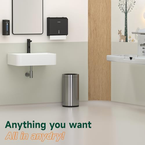 anydry Touchless Automatic Liquid Soap Dispense Wall Mount 25oz Large Capacity Stainless Steel for Commercial (Matte Black) - color: Anti-fingerprint Matte Black