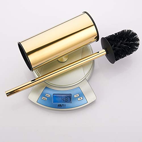BGL Toilet Brush Holder Gold, Stainless Steel 304 Gold Round Freestanding Toilet Bowl Brush and Holder for Bathroom - color: Gold