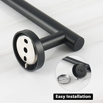NearMoon Bath Towel Bar, Thicken Stainless Steel Shower Towel Rack Holder Wall Mounted for Bathroom, 26-lnch Overall Length-24-lnch Usable Hanging Space (1 Pack, Matte Black) - color: Matte Black, size: 26 Inch