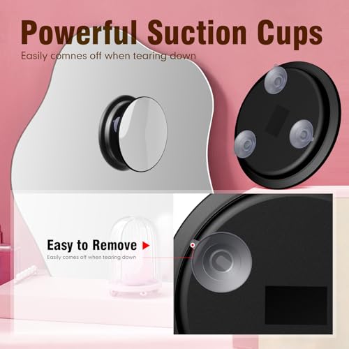 10X Magnifying Mirror with 3 Suction Cups, Large 6inch Round Travel Makeup Mirror with High Magnification, Makeup Mirror with Tweezers Set - color: 10x -Black