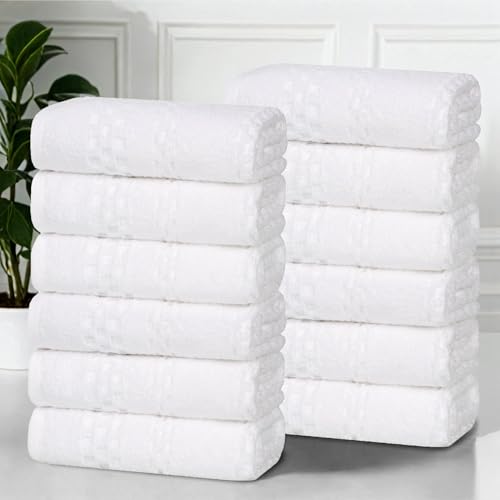 Superior Playa Zero Twist Cotton Medium Weight Small Towels, for Kitchen, Bathroom, Shower, Spa, Plush, Quick Dry, Ultra-Soft Essentials, Waffle Textured, Face Towels Washcloths, Set of 12, White - color: White, size: Washcloth - 12PC