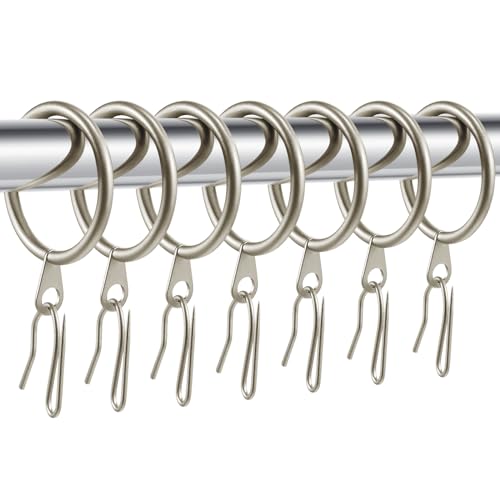 Hotop 30 Pcs Metal Drapery Curtain Rings 0.98/1.26/1.65 inch Interior Diameter and 30 Pcs Hanging Curtain Drapery Pin Hooks for Window Door Shower(Champagne Gold,32 mm) - color: Champagne Gold, size: 32 mm