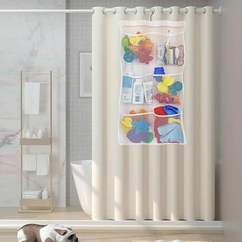 Quick Dry Fabric Bath Mesh Pockets Shower Organizer with 6-Pocket - color: B