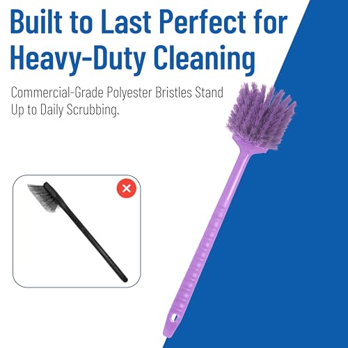 SPARTA 20" Floater Scrub Brush with Long Handle, Oil-Resistant Polyester Bristles, Multiple Trim Angles, Foam-Injected Polymer Block, Commercial Cleaning Tool, Purple - color: Purple
