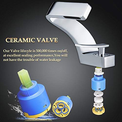 becola Chrome Bathroom Sink Faucet, Single Hole Faucet for Bathroom Sink, Solid Brass Single Handle Lavatory Vanity Sink Faucet with Two US Standard 3/8" Hoses - color: Chrome