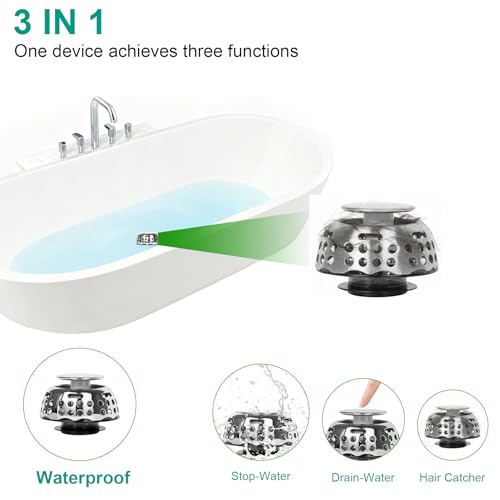 Bathtub Drain Stopper, Pop Up Tub Plug with Hair Catcher, Strainer | 1.5"-1.75" Bathtub Drain Hole, Pop Up Tub Plug, Hair Catcher, Removable Strainer, Bathroom Drain Replacement