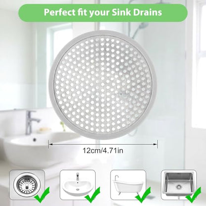 Flat Shower Drain Hair Catcher 4.71" Round Hair Strainer for Shower Drain | Shower Drain Cover Hair Catcher Stainless Steel Universal Filter Hairs Trap Stopper For Drains Showers Room Bathroom