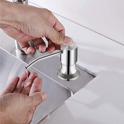 Kitchen Sink Soap Dispenser, Brushed Nickel Countertop Soap Dispenser Pump, 47" Silicone Extension Tube Connect to The Soap Bottle Directly, Say Goodbye to Frequent Refills - color: Brushed Nickel, size: With Tube Kit
