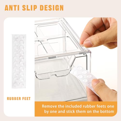 6 Pack Stackable Storage Drawers,Makeup Organizer with Pull-out Drawer | 4.4'' Tall, Acrylic Clear Plastic Storage Bins for Vanity,Pantry,Desk,Undersink,Kitchen,Bathroom - style: 6pack Small