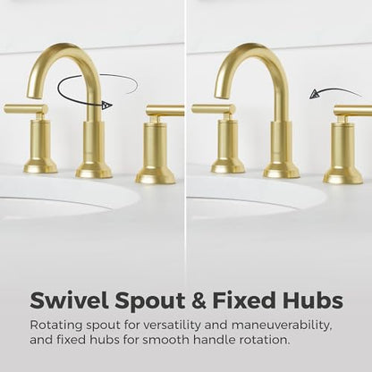 Pfister Capistrano Gold 3 Hole Widespread Bathroom Faucet LF049CSOBG | Push & Seal drain included, TiteSeal no-putty mount, NSF lead-free, Valve and cartridge included, Finish and function covered - color: Brushed Gold, size: 1 Pack
