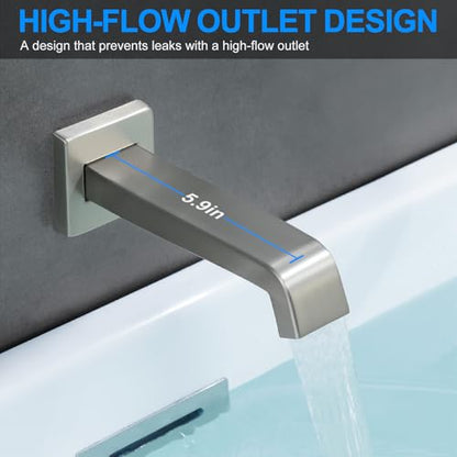 Bathtub Shower Faucet Set with Pressure Balance Valve, 12" Ceiling Mount Shower System with Tub Spout Multi-function Handheld Head Push Button Diverter Shower Trim Kit, Brushed Nickel - color: Brushed Nickel, style: 12"-Square-Tub-01