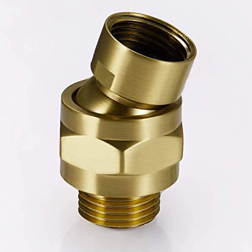Brushed Gold Shower Head Adapter, Biveah Brass Shower Arm Swivel Joint Connector G1/2" for Shower Head, KSB016BG - color: Brushed Gold