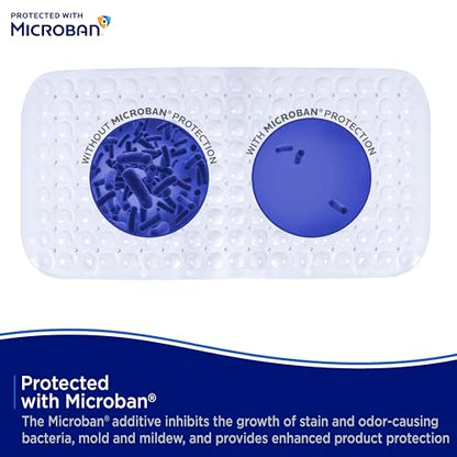 Kenney MB61186H Microban Protected 26.75" L x 14.5" W Vinyl Bubble Bath Mat, Shower Mat, Tub Mat with Suction Cups and Drain Holes for Use Inside the Shower, White - color: White